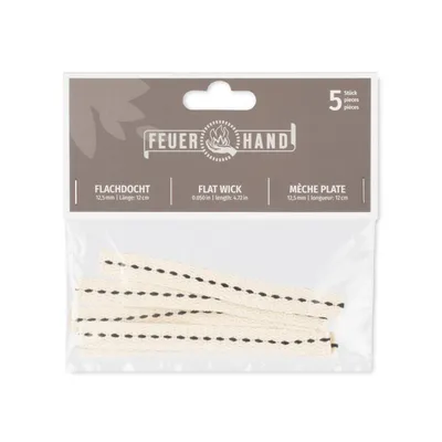 Produktbild von Feuerhand Flachdocht 12,5 mm x 12 cm (5 Stk) Material: 100 % Baumwolle