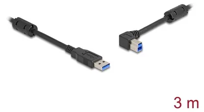 Produktbild von DeLOCK USB 5 Gbps Kabel Typ-A Stecker zu Typ-B Stecker 90° links gewinkelt 3 m, 3 m, USB A, USB B, USB 3.2 Gen 1 (3.1 Gen 1), 5 Gbit/s, Schwarz