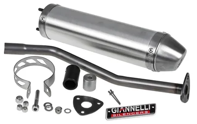 Zdjęcie produktu dla Tłumik końcowy Giannelli, wykonany z aluminium, z homologacją ABE, przeznaczony do skuterów Derbi Senda 50 DRD R Racing, roczniki 2002-2005