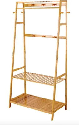 Produktbild von Bambooeichen Kleiderständer - Holz - Stange - Haken - Braun - Natur