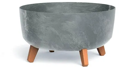 Produktbild von Blumentopf mit Füßen Pflanzkübel - 20,7 x Ø 38 cm - Blumenkübel Beton Effect Gracia, Grau,