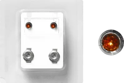 Produktbild von Erstohrstecker Chirurgenstahl Sterile Ohrstecker Zarge mit Stein in orange 4mm