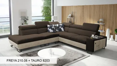 Produktbild von Modernes Ecksofa Couch L-Form links/rechts MELODIE IX - BRAUN FREYA 210.08 + TAURO 8203