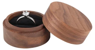 Imagen del producto de Caja de madera para anillos, con espacio para 2 anillos, elegante caja de almacenamiento