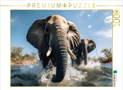 Produktbild von CALVENDO Puzzle Große Elefanten | 1000 Teile Lege-Größe 64x48cm Foto-Puzzle für glückliche Stunden