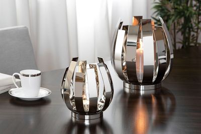 Fink Windlicht mit Glas Orfea silber Glas, vernickelt Höhe 30 cm
