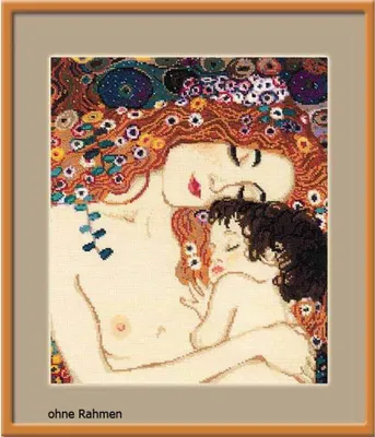 Image de Riolis Kit de point de croix comptés Amour maternel d'après la peinture de G. Klimt