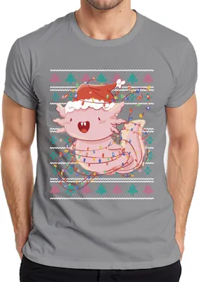 Produktbild von Axolotl Weihnachtsoutfit - Ugly Christmas Sweater Weihnachten Weihnachtsgeschenk Herren T-Shirt, Grau, XXL