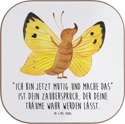 Produktbild von Mr. & Mrs. Panda Tischuntersetzer Mutig zu sich selbst stehen - Weiß - Geschenk, Mutmacher, Coaster, Mut, Selbstbewusstsein, Holzuntersetzer, Trost, gläseruntersetzer
