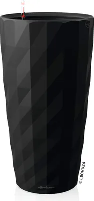 Produktbild von LECHUZA-Pflanzgefäß DIAMANTE Premium Schwarz Matt | Pflanzsäule mit Bewässerungssystem und Pflanzeinsatz | matte Oberfläche | Ø 40 x 75 cm | 15702