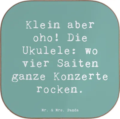 Produktbild von Mr. & Mrs. Panda Untersetzer für Gläser Spruch Ukulele Magie - Meeresbrise - Geschenk, Instrument, Musiker, Musikinstrument, Saiteninstrument, Hawaii, Musik, machen, Glas