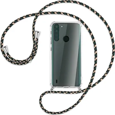 Produktbild von Handykette Backcover-Schutzhülle mit Band (Metall silberfarben) für Motorola One Fusion - camouflage