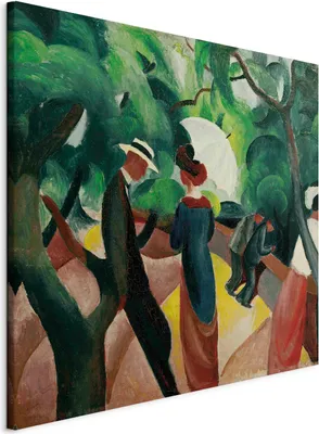 Produktbild von Italienischer Leinwand Leinwandbild - Promenade (August Macke) 70x70 cm Reproduktionen l-F-11593-b-a
