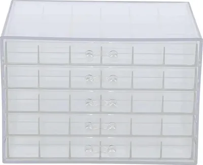Obrázok produktu pre Úložná krabica – systém zásuviek – 5 úrovní – 120 priehradiek – akryl – robustná – priehľadná