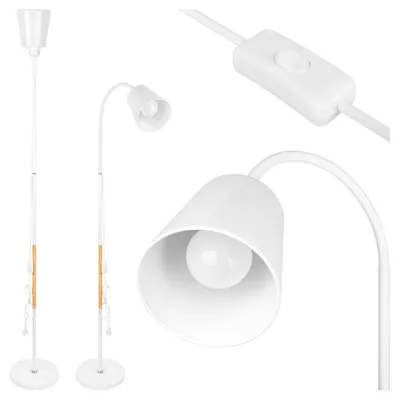 Produktbild von MasterLED LED Stehlampe – Höhe 145 cm – E27 – weiß mit holz – Flexarm – Stehleuchte weiß – skandinavische stehlampe – Koko