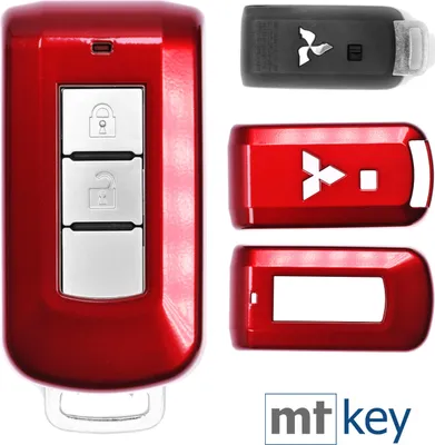 Produktbild von Auto Schlüssel Kunststoff Hülle ABS Plastik Schutz Cover Rot kompatibel mit Mitsubishi ASX L200 Outlander Pajero KEYLESS SMARTKEY