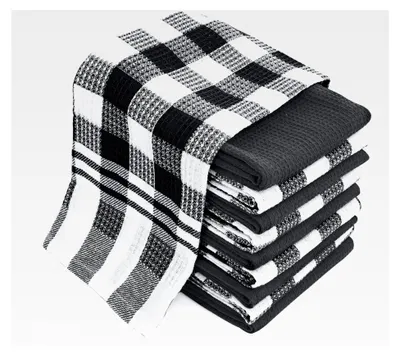 Produktbild von Geschirrtücher aus Baumwolle, Küchentücher in Schwarz, 10er Set, 63,5 x 38 cm