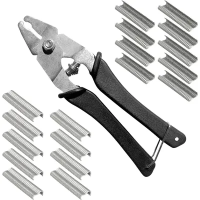 Produktbild von Wurstclipper Zange mit 1200 Clips,Edelstahl Hog Ring Zange,Plombenzange für Käfige, Zäune, Polster, Matratzen, Auto und Möbel