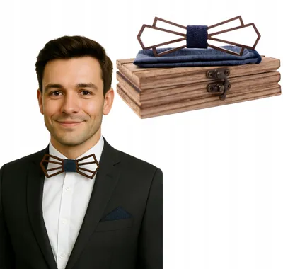 Produktbild von ModernMan Holzfliege und Einstecktuch Set – Stilvolles Geschenk für Ihn
