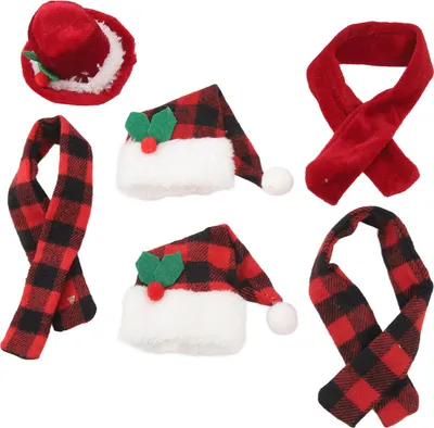 Image de Chapeau de Noël en tricot pour bouteille de vin Ensemble d'écharpes petit nylon coton lavable réutilisable Cadeau de Noël du Père Noël Décoration pour la fête