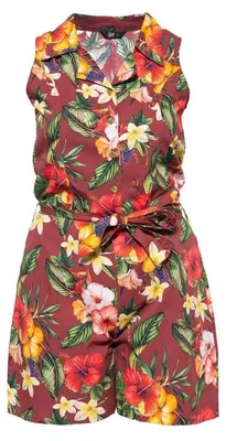 Produktbild von Queen Kerosin Jumpsuit - Tropical Mambo Burgunder XXL