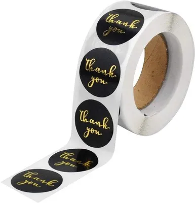 Produktbild von Bedankstickers 500 Stück - Runde Selbstklebende Etiketten mit Goldfolie