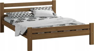 Image de Lit en bois massif, lit simple avec pieds épais et vernis sécurisé 210 x 132 x 72 cm, chêne