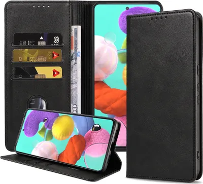 Produktbild von Smartphonica Samsung Galaxy A51 kunstleren hoesje met  magnetische sluiting en pashouders book case - zwart