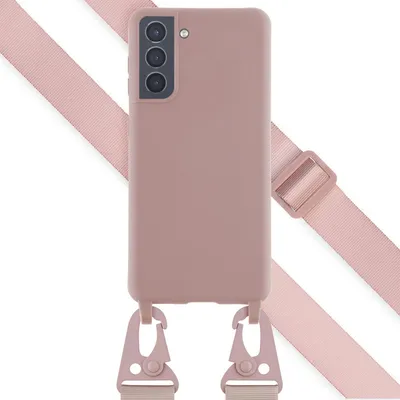 Image de Selencia Étui en silicone avec cordon détachable pour le Samsung Galaxy S21 - Rose sable