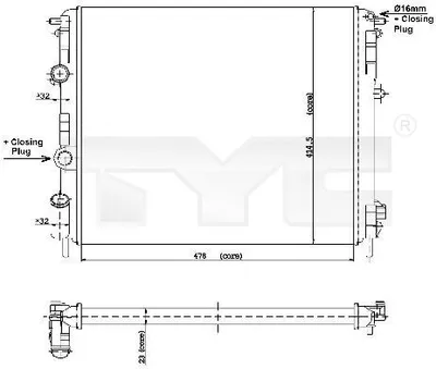 Produktbild von TYC 728-0010 Kühler Wasserkühler Motorkühler für RENAULT CLIO II (BB0/1/2, CB0/1/2) KANGOO (KC0/1) KANGOO Express (FC0/1) für DACIA SANDERO