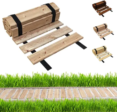 Immagine prodotto di be4nature sentiero da giardino in legno 30x600 cm Non impregnato - passerella in larice srotolabile, antiscivolo, flessibile, ideale per il giardino e la terrazza