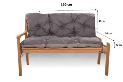 Immagine prodotto di Cuscino per panca da giardino 160x50x40cm grigio scuro | seduta per panca | cuscini per altalena da giardino | cuscino impermeabile per panca da giardino