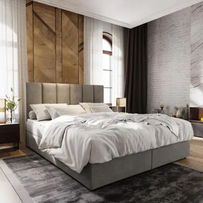 Zdjęcie produktu dla Łóżko tapicerowane MERALIS szare COSMIC 160 materac 180x200