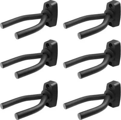 Produktbild von Gitarrenhalter – Set mit 6 Stück – schwarze Gitarrenhalterungen für Akustikgitarren, Klassikgitarren, E-Gitarren, Bässen und Ukulelen