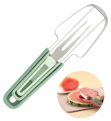 3-in-1 Wassermelonenschneider aus Edelstahl, grün, 1 Stück
