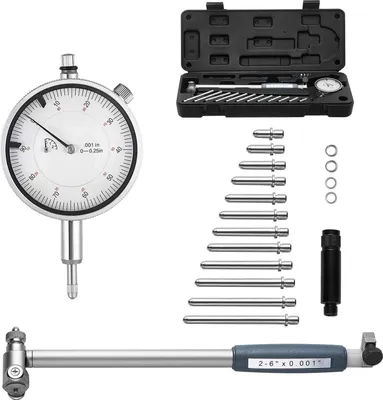 Produktbild von Innenmessuhr-Set - Bohrungsmessgerät / Bohrungslehre - 0,03 mm Genauigkeit - Messbereich 0–6,35 mm - Mit Ambossen - Mit Verlängerungsstange - Im Aufbewahrungskoffer
