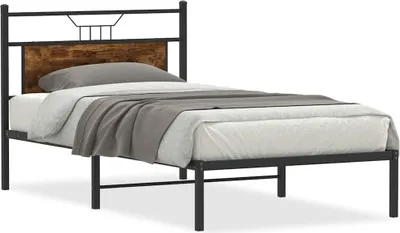 Produktbild von vidaXL Bettgestell ohne Matratze Räuchereiche 100x200 cm Holzwerkstoff