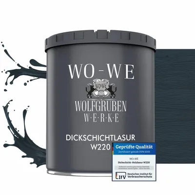 Produktbild von Dickschichtlasur 2in1 Holzlasur Holzschutzlasur außen und innen W220 Anthrazitgrau - 750ml