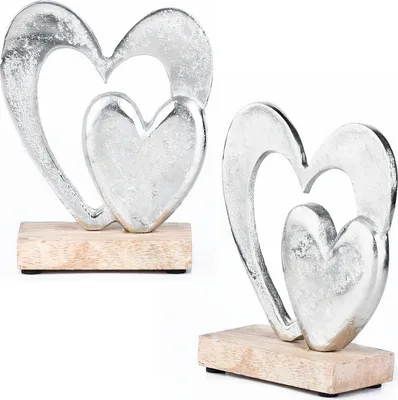 Imagen del producto de Conjunto de 2 adornos decorativos "Amour" plateados