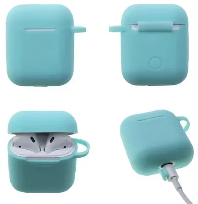 Obrázek produktu pro Tureňové pouzdro pro AirPods - pouzdro pro AirPods - AirPodscase - pouzdro pro AirPods s karabinou - tureňová barva - silikon - kompatibilní s AirPods 1 & 2 - vhodné pro Apple AirPods - CHPN