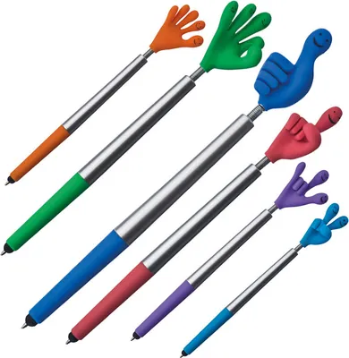 Produktbild von 6 Touchpen Kugelschreiber / "Smile Hand" / 6 verschiedene Farben