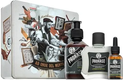 Produktbild von Proraso Cypress And Vetiver Geschenkset Metal Box Beard Care 200 ml + 100 ml + 30 ml