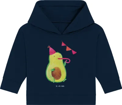 Produktbild von Mr. & Mrs. Panda Organic Baby Hoodie Avocado Party 12. - 18. Monat - French Navy - Geschenk, Geburtstag, Happy Birthday, Kapuzenshirt, Avocados, Genießen