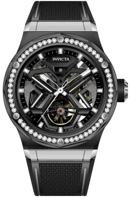 Produktbild von Invicta Objet D Art 70133 Herrenuhr - Automatikwerk - Edelstahl mit schwarzem Zifferblatt - 45 mm - Mit 48 Diamanten