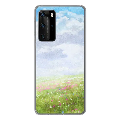 Produktbild von MuchoWow® Handyhülle Schutzhülle Hülle für Huawei P40 Pro Aquarell - Blumen - Landschaft Silikon Softcase Handy Hülle - Schutz