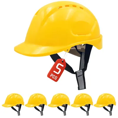 Produktbild von MUSTBAU Schutzhelm, Schutzhelm, Radratsche, verstellbar, 52–66 cm, für Gerüstbau, BAU- und Handwerker, EN 397, 5 Stück