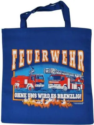 Produktbild von Baumwolltasche mit Druckmotiv "FEUERWEHR ohne uns wird es brenzlig" NEU (08912 blau) Firefighter