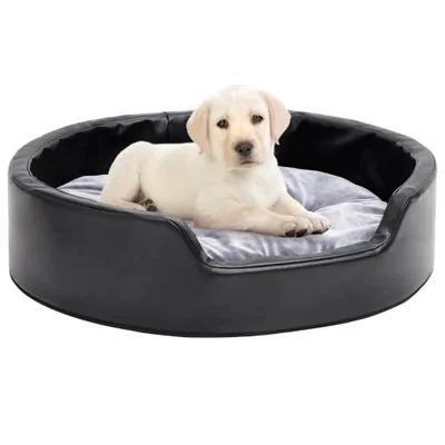 Produktbild von vidaXL Hundebett Schwarz-Grau 69x59x19 cm Plüsch und Kunstleder