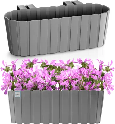Zdjęcie produktu dla Skrzynka Balkonowa Donica Ogrodowa 38,3 Cm Do Powieszenia Szara
