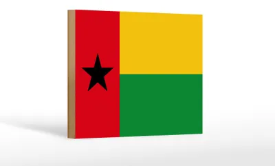 Produktbild von Holzschild Flagge Guinea-Bissaus 18x12 cm Guinea-Bissau Dekoration